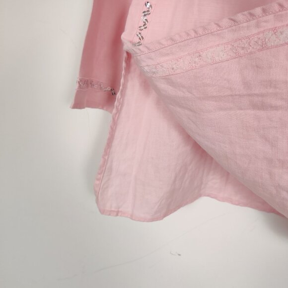 LC Waikiki Women's 100% Linen Tunic Shirt Size Large Mini Dress Bohemian Sequins - Picture 2 of 10